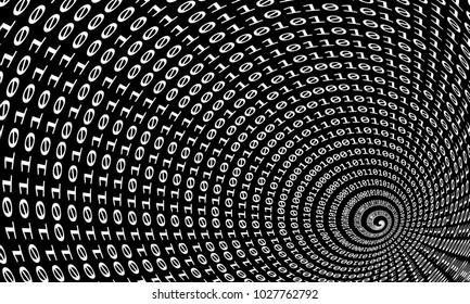 Binary code tunnel, vector background