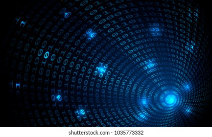 Binary code tunnel, vector background