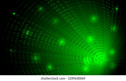 Binary code tunnel, vector background