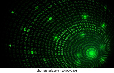 Binary code tunnel, vector background