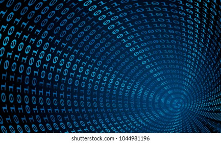 Binary code tunnel, vector background