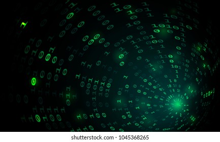 Binary code tunnel, vector background