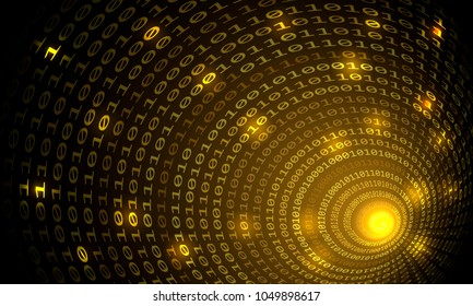 Binary code tunnel, vector background