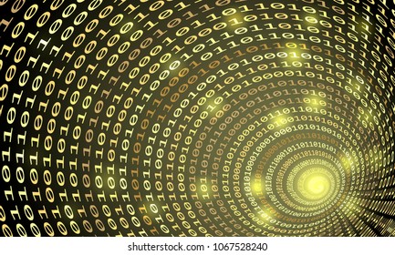 Binary code tunnel, vector background