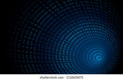 Binary code tunnel, vector background