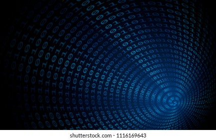 Binary code tunnel, vector background
