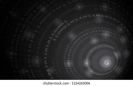 Binary code tunnel, vector background