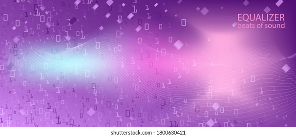 Binary Code Vector Background. Matrix Flying Binary Code. Fractal Fluid Data Punk Equalizer Slide. Pink Purple Blue Background. Technology Funky Modern Design. Binary Code Banner