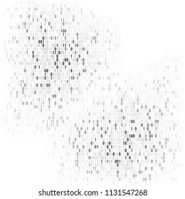 Binary code vector background with numbers one and zero. Artificial intelligence. Big data. Smart system. Coding or hacker concept, digital technology background. Vector illustration.