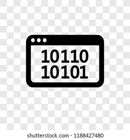 Binary code vector icon isolated on transparent background, Binary code transparency logo concept
