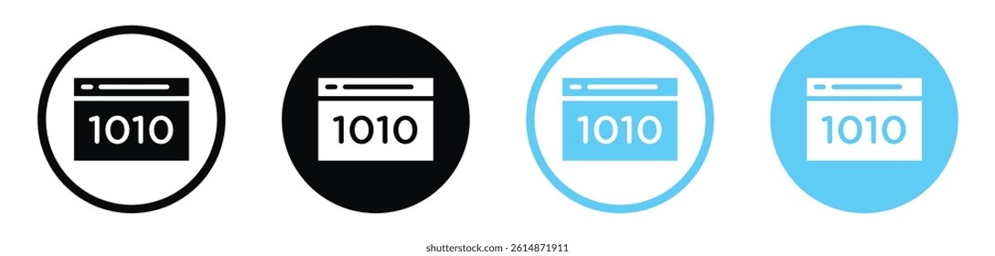 Binary code vector icons in black and blue colors