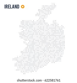 Binary code vector Ireland map of Ireland isolated on white background