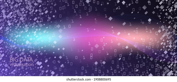 Binary Code Vector Landing Page. Neon Tech Abstract Minimal Layout. Fractal Liquid Glow Blue Pink Purple Background. Matrix Falling Binary Code. Cyber Futuristic Slide. Binary Code Banner