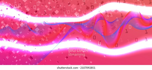 Binary Code Vector Landing Page. Punk Futuristic Slide. Matrix Flying Binary Code. Neon Tech Abstract Trendy Template. Purple Pink Blue Background. Fractal Flow Code Binary Code Banner