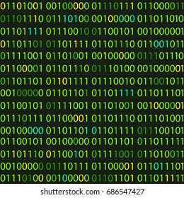 Binary code vector seamless pattern. Zero one computer code background