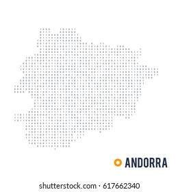 Binary code vector stylized map of Andorra isolated on white background