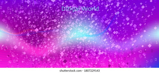 Binary Code Vector Wallpaper. Matrix Falling Binary Code. Fractal Liquid Code Purple Blue Pink Background. Tech Neon Abstract Modern Layout. Cyber Futuristic Slide. Binary Code Banner