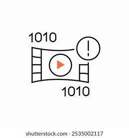 Video código binario icono icono Vector
