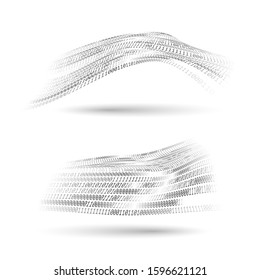 Binary code wave. Halftone wavy shapes set. Abstract technology design elments. Comunication information and data streaming. Voice recognition concept. Vector illustration. 