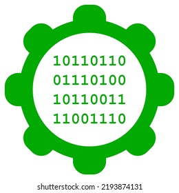 Binary code and wheel on white