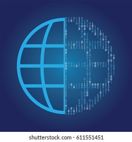Binary code world symbol online technology background