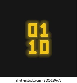 Binary Code yellow glowing neon icon