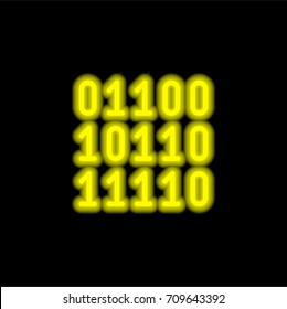 Binary Code yellow glowing neon ui ux icon. Glowing sign logo vector