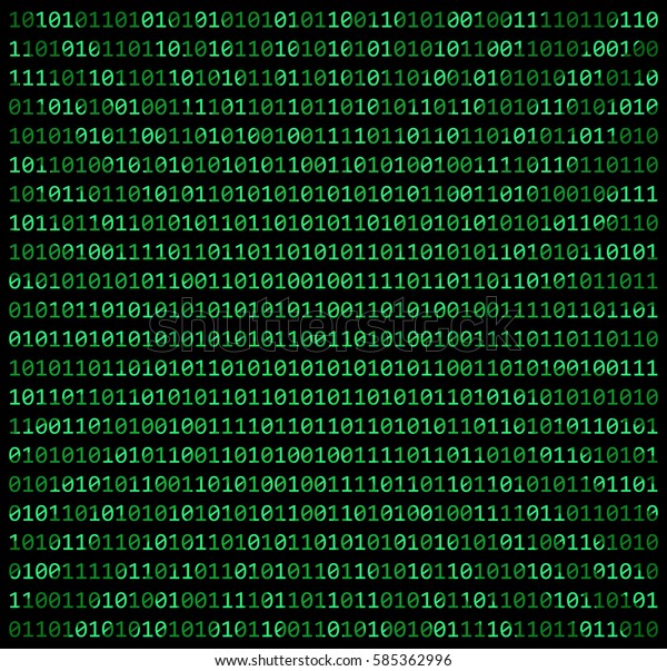 2進コード0 1行列緑の背景に美しいバナー壁紙デザインイラスト のベクター画像素材 ロイヤリティフリー