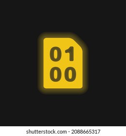 Binary Code With Zeros And One yellow glowing neon icon