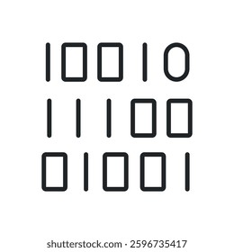 Binary codethin line icons. Perfect pixel on transparent 