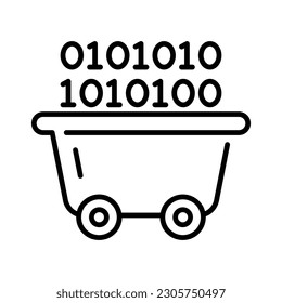 Binary coding inside a wheelbarrow denoting concept icon of data mining