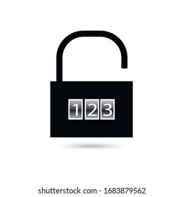 Binary combination padlock with zeroes and ones on turquoise blue. Lock, cyber security, data and privacy concept. Flat design. EPS 8 vector illustration, no transparency, no gradients