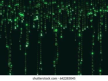 Binary computer code. Abstract technology background. Vector illustration.