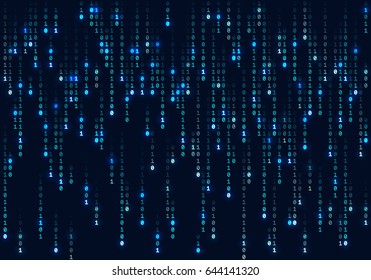 Binary computer code. Abstract technology background. Vector illustration.