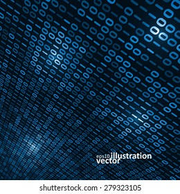 Binary computer code background, abstract vector illustration eps10