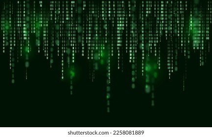 Binary computer code. Cyber background constructed with numbers one and zero. Abstract visualization of programming. Vector illustration.