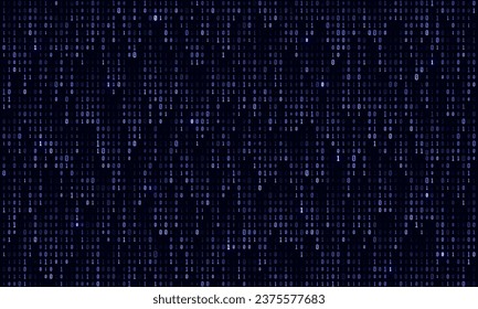 Binary computer code. Cyber background constructed with numbers one and zero. Abstract visualization of programming. Vector illustration.