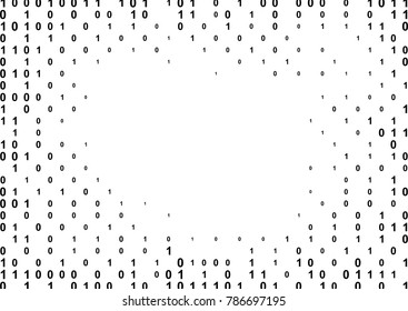 Binary computer code halftone pattern with 1 and 0 numbers. Matrix background with zero and one. Digital data cryptography texture