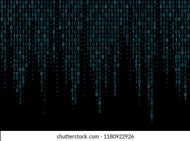 Binary computer code. Matrix background with digits 1.0. Vector illustration.
