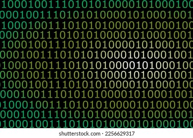 Código de programa de computadora binario, ilustración vectorial de ceros dispuestos al azar y otros que conforman un lenguaje de programación