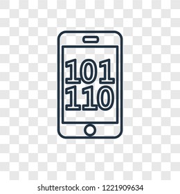 Binary concept vector linear icon isolated on transparent background, Binary concept transparency concept in outline style
