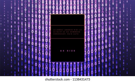 Binary cover vector template | Big Data | Machine deep learning | Artificial intelligence technologies concept for IT business presentations