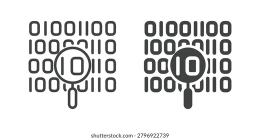 Binary Data Analysis icon. Line and glyph solid icon