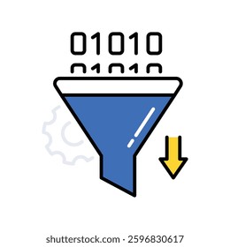 Binary Data Extraction  vector filled outline icon. EPS 10 file