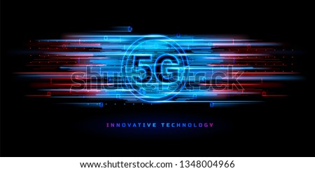 Binary data flowing through 5g wireless connection for technology banner. Global speed internet network connection. New IOT concept. Digital signal transmission of fifth generation. Wifi communication