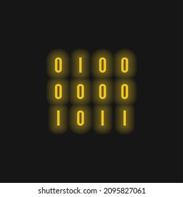 Binary Data Numbers Yellow Glowing Neon Icon