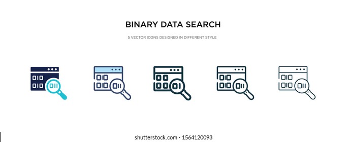 binary data search icon in different style vector illustration. two colored and black binary data search vector icons designed in filled, outline, line and stroke style can be used for web, mobile,