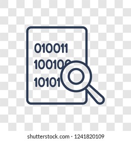 Binary data search icon. Trendy linear Binary data search logo concept on transparent background from Business and analytics collection