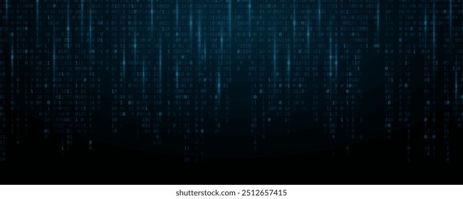 Fondo de código de programación de software de datos binarios. Números aleatorios 0 y 1 del código del programa. Concepto de tecnología de datos digitales. Ilustración vectorial. EPS 10.