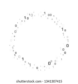 Binary data vector design element. Digital abstract background. Round frame.